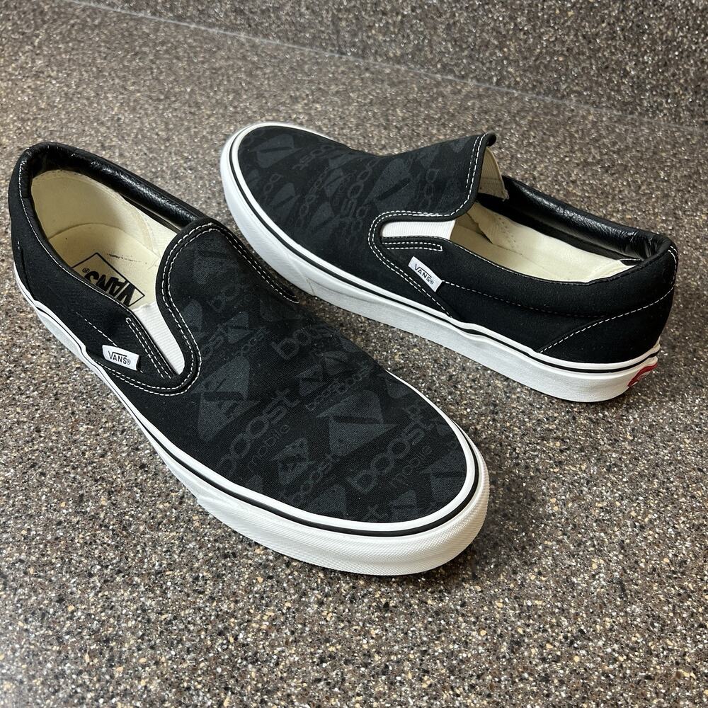 Vans Old Skool Classic Mens 12 Black Monogram Canvas Low Top Slip On Skate Shoes